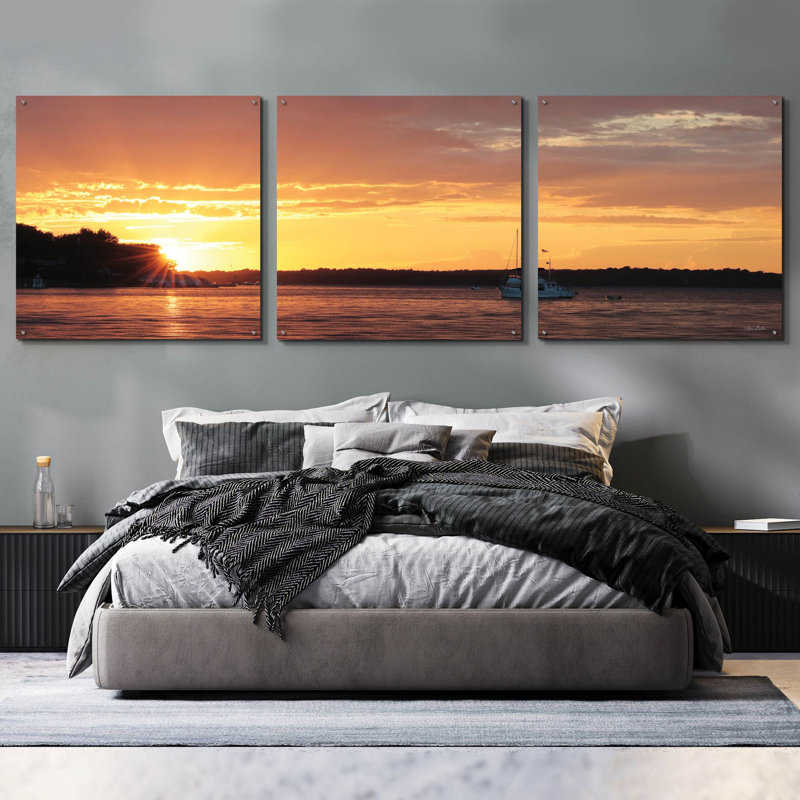 «Drifting» par Lori Deiter, art mural en verre acrylique, ensemble de 3 pièces, H 36 po x l 108 po