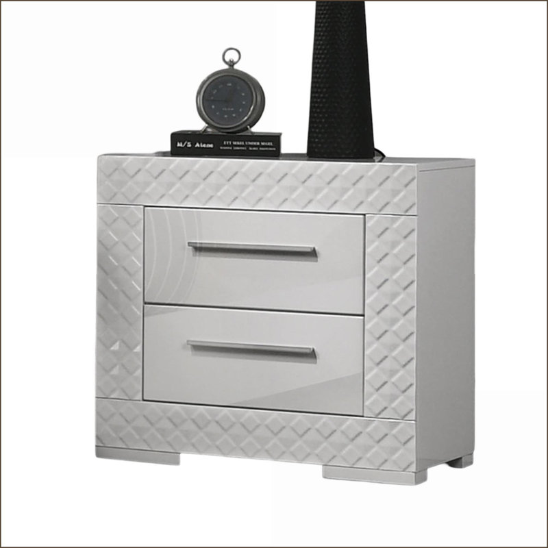 Table de chevet 2 tiroirs White Glam