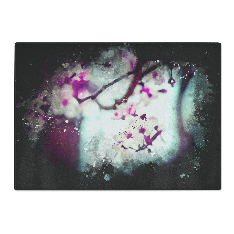 Cherry Blossom Flowers Vol.10 Paint Splash Chopping Board, 0.4cm H x 20cm W x 28.5cm L