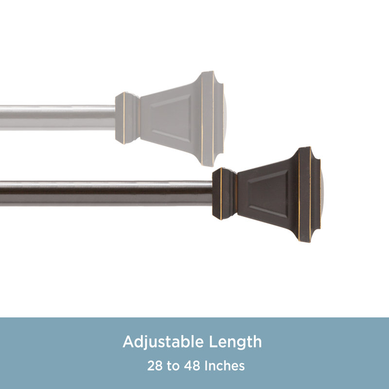 Richmond Adjustable 0.63" Single Curtain Rod, 28" - 48", Oil Rubbed Bronze