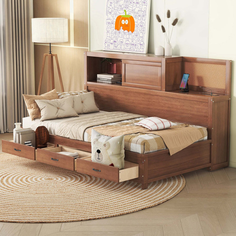 Lit de jour Calil, Lit simple, Brun