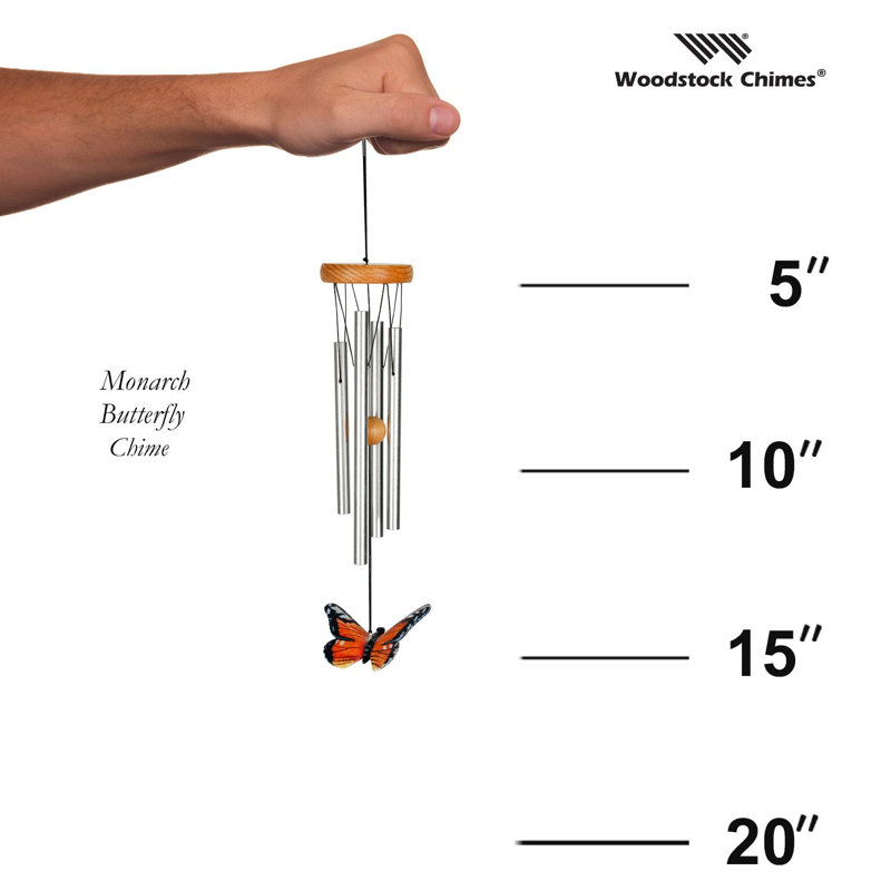 Monarch Butterfly Silver and Wood Wind Chime
