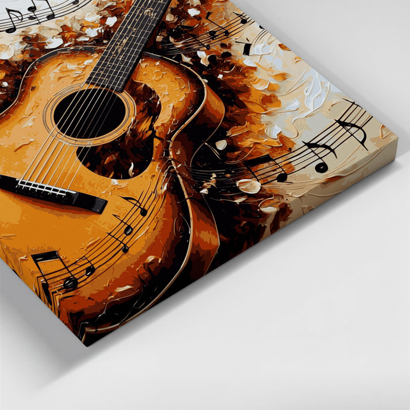 Art musical sur toile beige, H 11 po x l 14 po