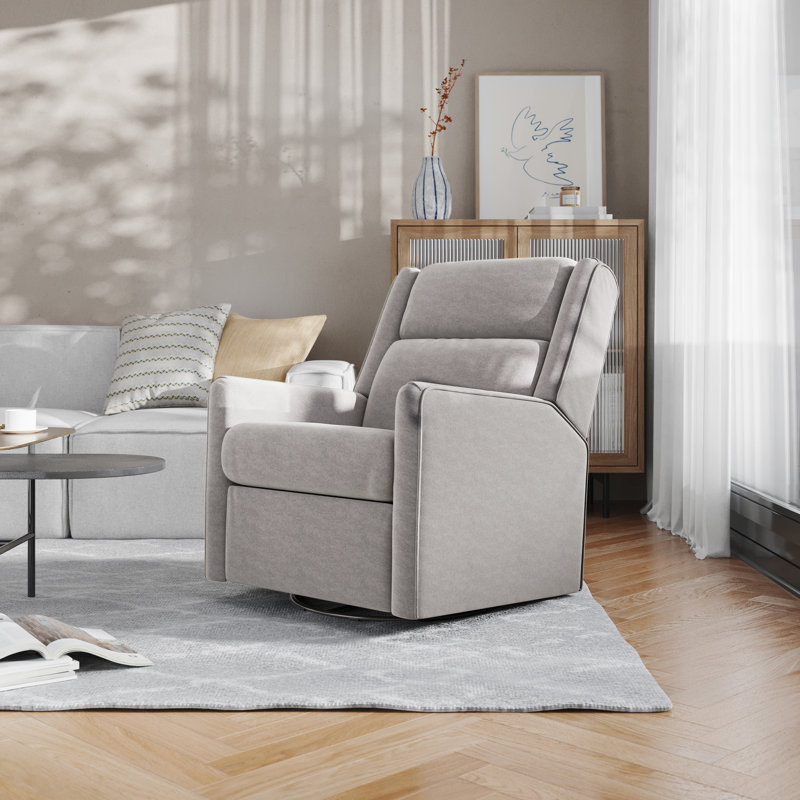 Costelli 28.75" Wide Manual Rocking Recliner Chair with 360° Swivel and Gliding Motion, Light Grey