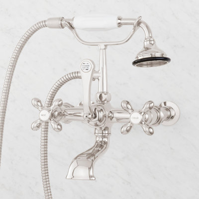Telephone Style Wall Mounted Tub Faucet with Cross Handles