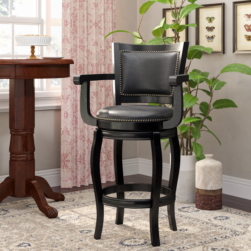 Tabouret de bar pivotant 29 po Aare, Noir, Noir