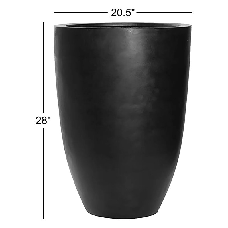Pot à fleurs Elbe Fiberstone, H 28 po x l 20,5 po x P 20,5 po, Noir