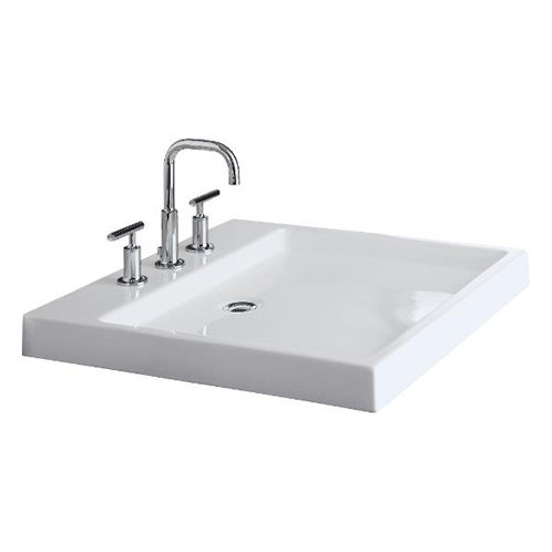Purist® Ceramic Rectangular Drop-In Bathroom Sink, White, Single