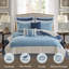 Ensemble de couette réversible matelassée 7 pièces bleu marine, format double/queen/européen