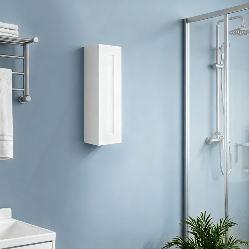 Armoire murale 1 porte et 3 tablettes solides pour le rangement dans la cuisine, la salle de bain, la buanderie, tablettes réglables prêtes à assembler