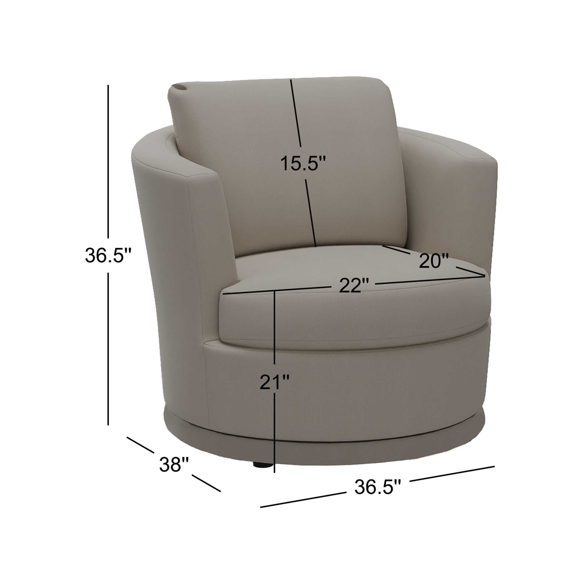 Upholstered Swivel Barrel Chair, Drusky Twig Sustain® Basketweave