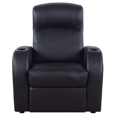 Black Upholstered Recliner With Cup Holder