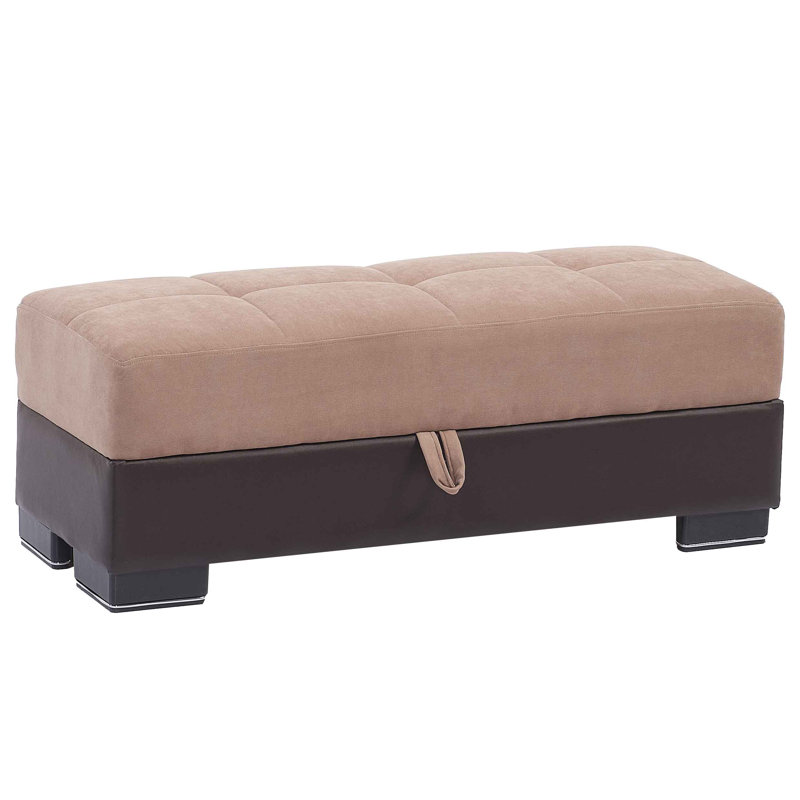 Legacy Fabric Upholstered Ottoman with Storage, Beige/Brown Chenille
