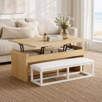 Senna Modern 39.4'' Lift-Top Coffee Table With Upholstered Bench