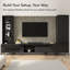 Meuble audio-vidéo modulaire de 118 W avec meuble télé, armoires de rangement, huche et grand panneau mural