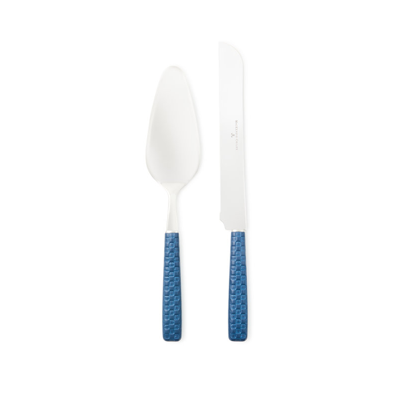 Everyday Leather Cake Serving Set, Indigo