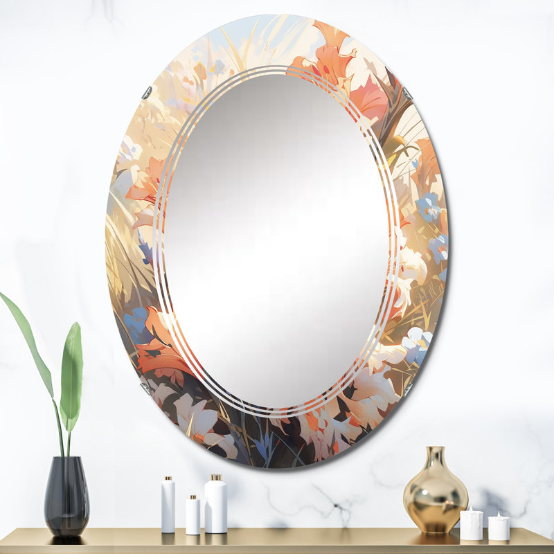 Montcerf - Miroir mural floral ovale, 36 po x 24 po