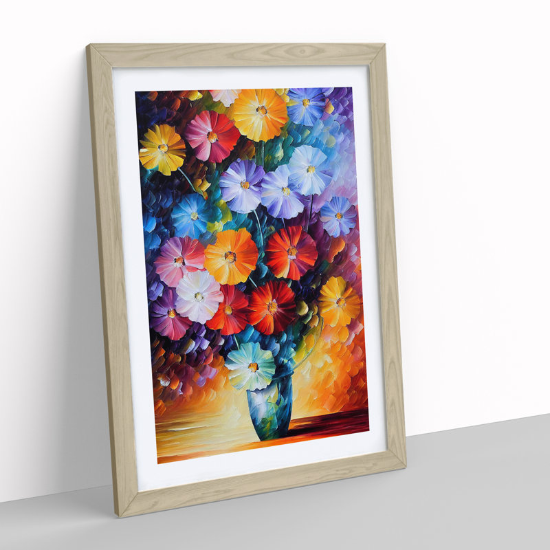 Vase Of Flowers No.1 - Wall Art, 48cm H x 36cm W, Oak Picture Frame, White