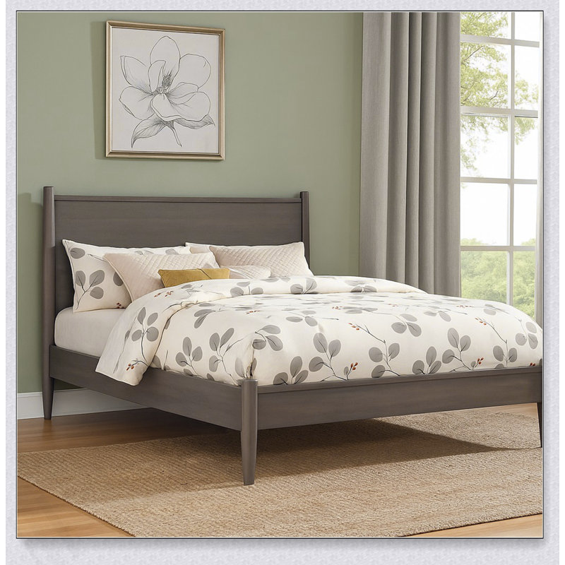 Lit plateforme Mid-Century, King, Grey