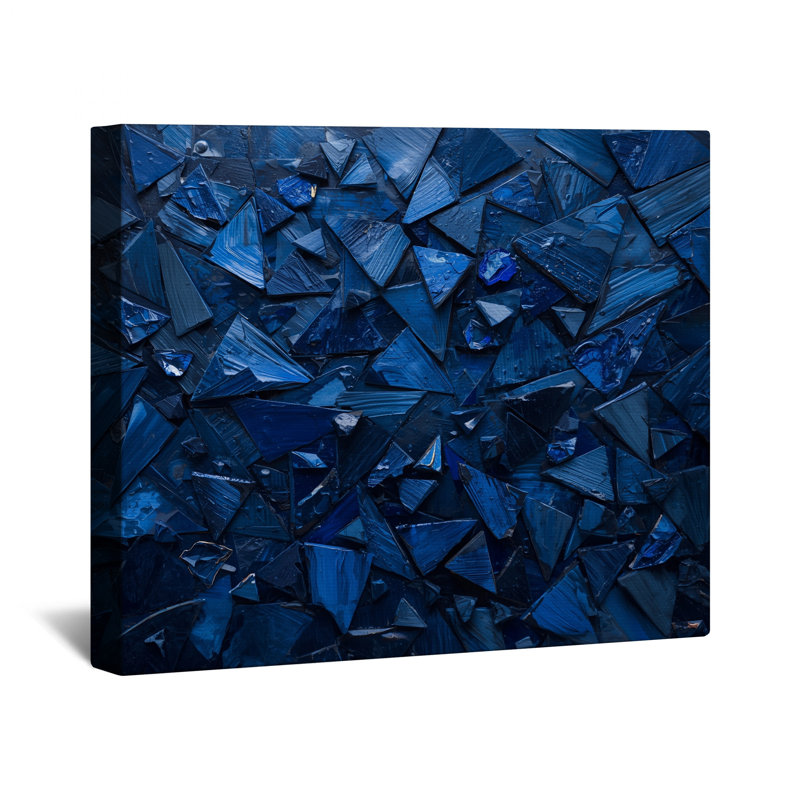 Toile de galerie bleue à formes triangulaires en plusieurs tailles, 24 po x 36 po
