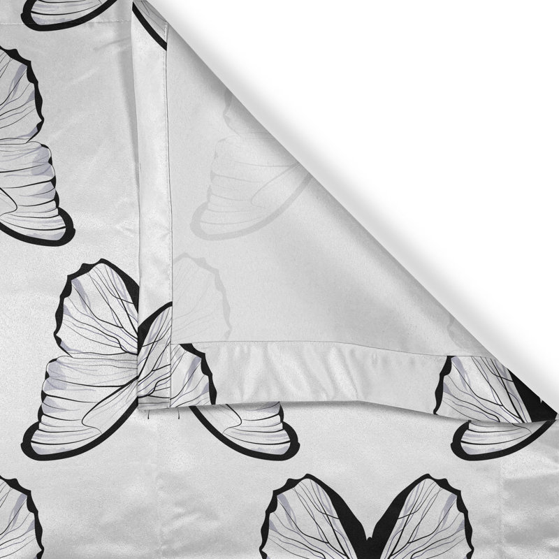 Rustic curtain, butterfly wings freedom, white and black