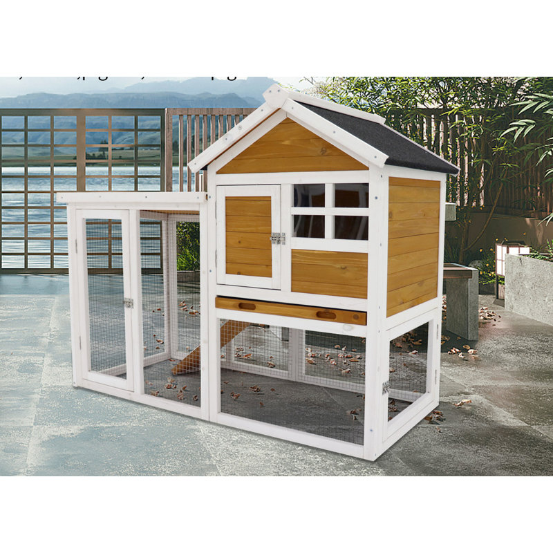 Cage à lapin poule - salle d'activité, poids de 34,73 lb, 36,8 po Hauteur de la volaille en bois massif, plateau coulissant profond, 23,99 po de largeur, paquet de 8,9 po