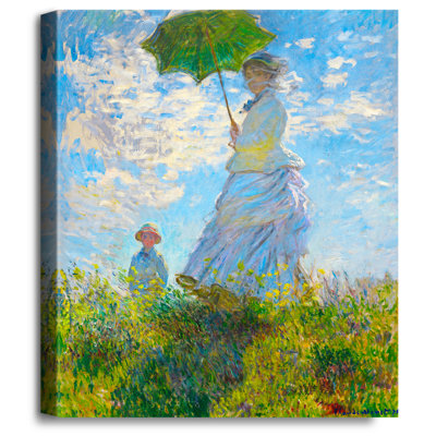 «The Walk, Woman with a Parasol» (1875) par Claude Monet, reproduction d'art classique sur toile, estampe numérique sur toile pour la décoration intérieure