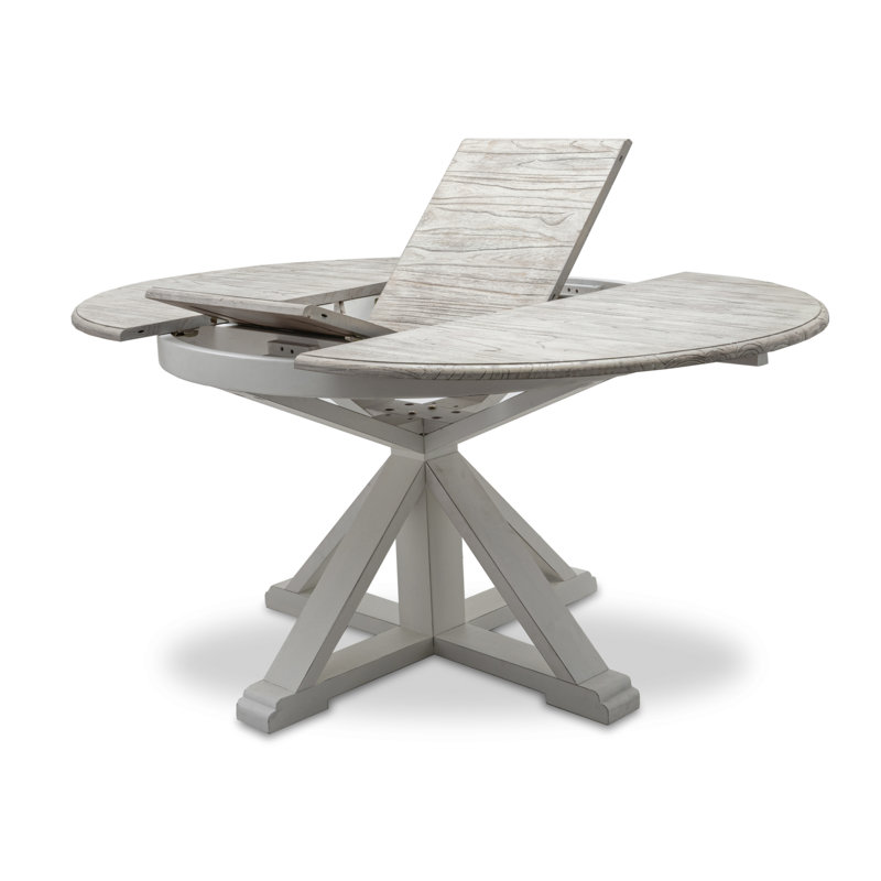 Islamorada - 45" Round Dining Table with 18" Butterfly Leaf Extension - Dapple Grey and Blanc Finish