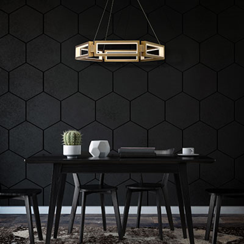 Lustre géométrique à un état/unique 1 lumières Mies, H 5,75 po x l 35,25 po x P 35,25 po