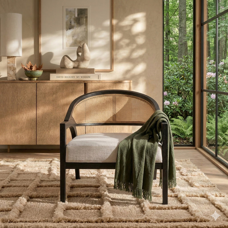 Chaise d'appoint rembourrée Cane, Line