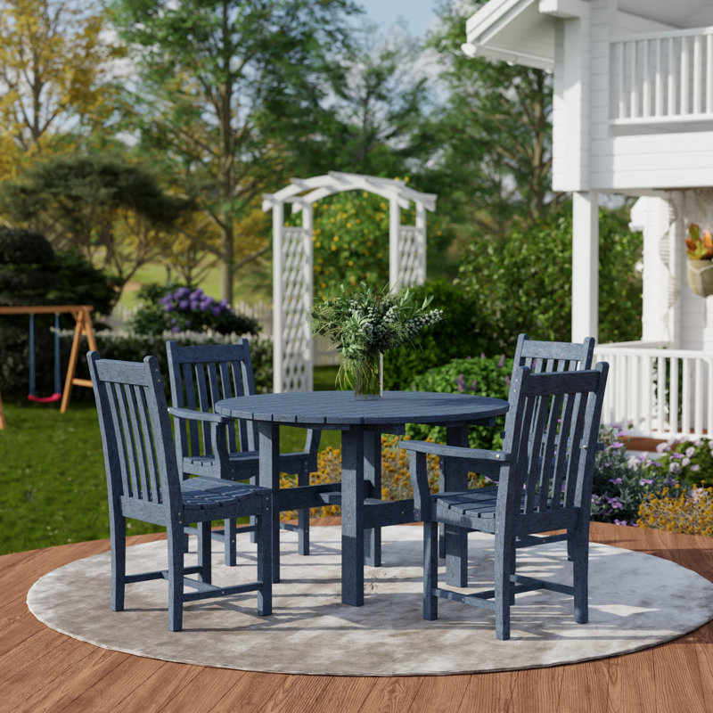 Classic 5-Piece 46" Round Table Set With Side Chairs, Patriot Blue