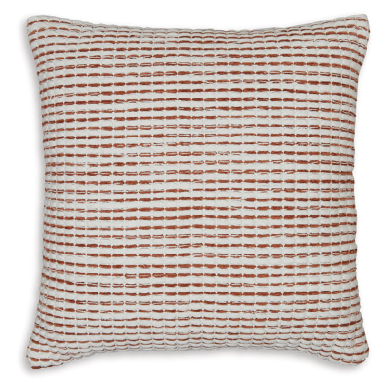 Rust and White Woven Stripe Square Throw Pillow