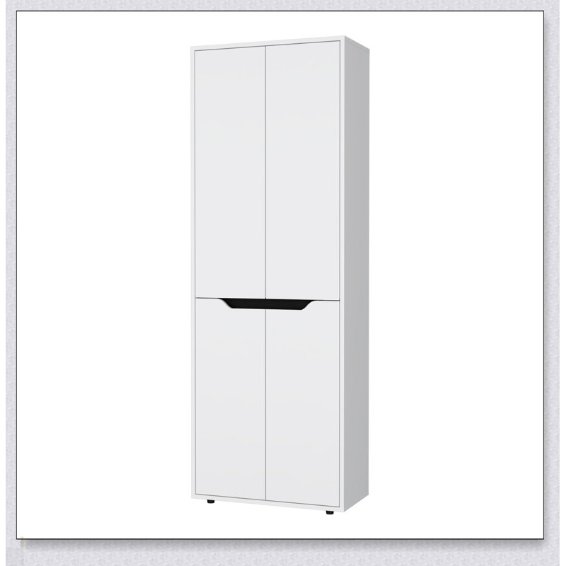 White 5-Shelf Kitchen Pantry With Double-Door Cabinets For Ample Storage And Modern Design