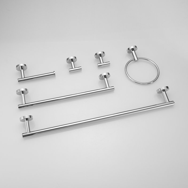 6-Piece Bath Hardware Set With Towel Ring Toilet Paper Holder Towel Hook Towel Bar Included Wall Mount In Polished Chrome