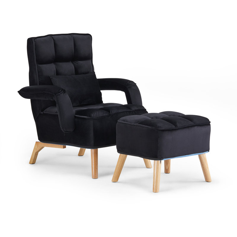 Peytin Velvet Accent Chair, Black