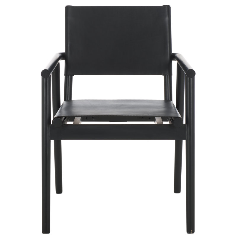 Hutson Leather Upholstered Dining Arm Chair, Black