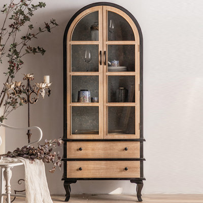 Bois massif + vitrines en verre