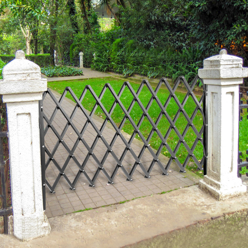 Single Folding Security Gate, Flexible Expanding Security Gate with Padlock, 4 ft. H x 5.9 ft. W