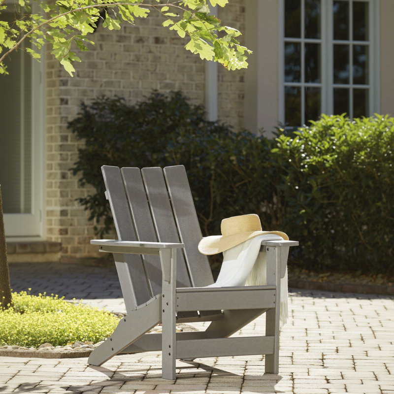 Emmeline Outdoor Adirondack Chair, Gray