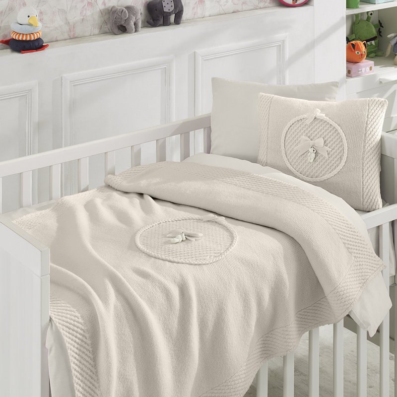 Ensemble de literie pour lit de bébé 6 pièces Dominic Bear, Beige