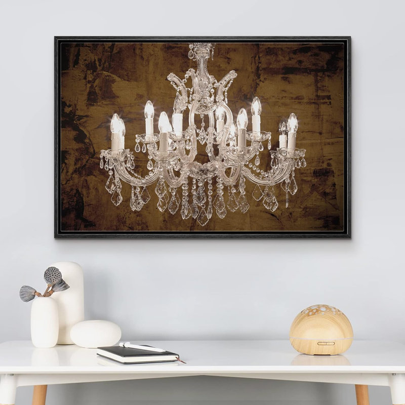 Lustre en cristal brun brun et blanc qui illumine un art mural contemporain et relaxant, H 16 po x l 24 po x P 1,5 po