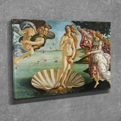 Superbe peinture décorative sur toile - La naissance de Vénus par Sandro Botticelli, 11,8 po x 15,7 po | 100% toile, avec cadre 100% bois (épaisseur: 1,2 po) | Parfait pour les amateurs de décoration intérieure et d'art
