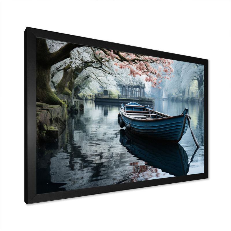 Blia " Germany Canal Tranquillity ", H 24 po x l 32 po x P 1 po, Cadre simple noir