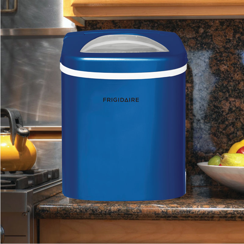 Ice Maker with 26 lbs. Capacity Countertop Stainless Steel Ice Maker with Transparent Window, Blue