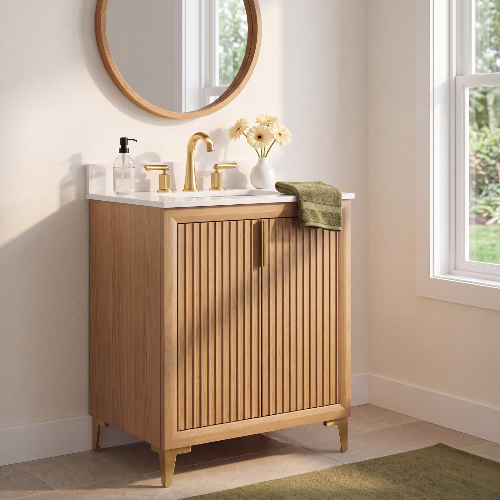 Turlington 24" Oak Single Bathroom Vanity, Oak