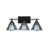 Uptowne 3 Light Bath Bar Shown With 7" Sea Ice Art Glass