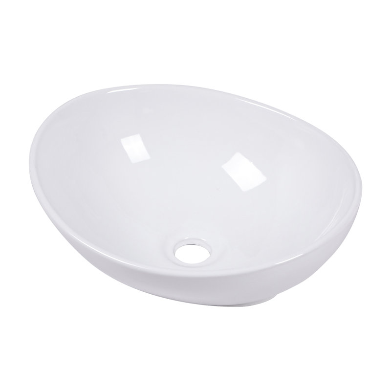 16X13 Inch White Ceramic Oval Vessel Bathroom Sink