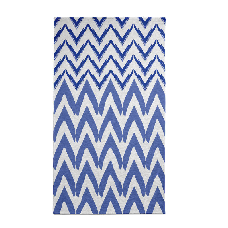 Tapis décoratif bleu géométrique, Rectangle 2 pi x 3 pi