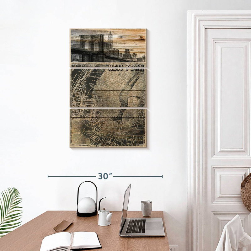 Sireci Retro NYC Map, 32" H x 20" W