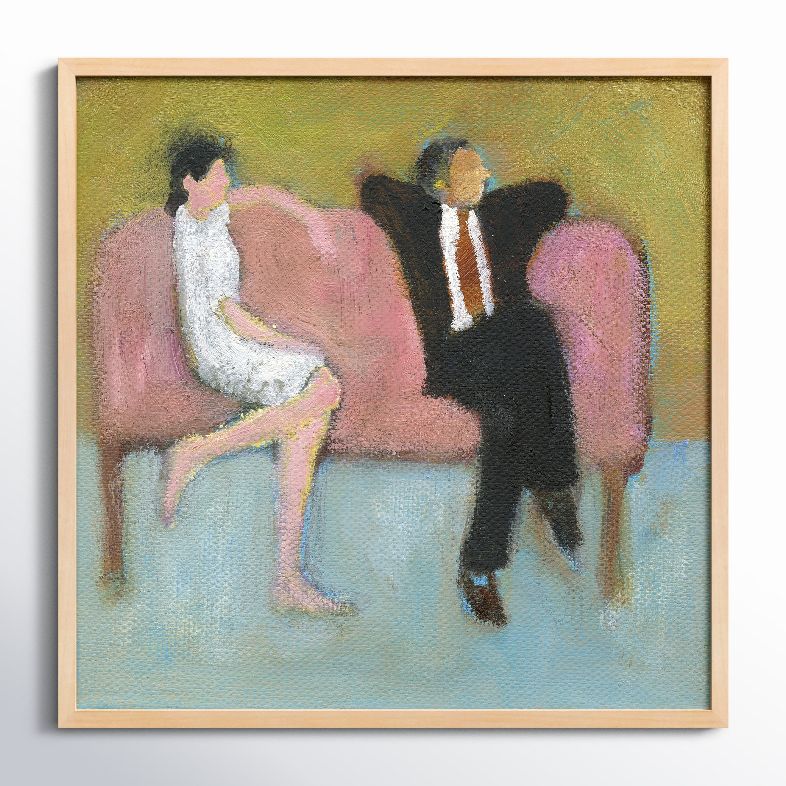 The Pink Couch by Simon Schneiderman, 16" H x 16" W x 1.25" D, Brown